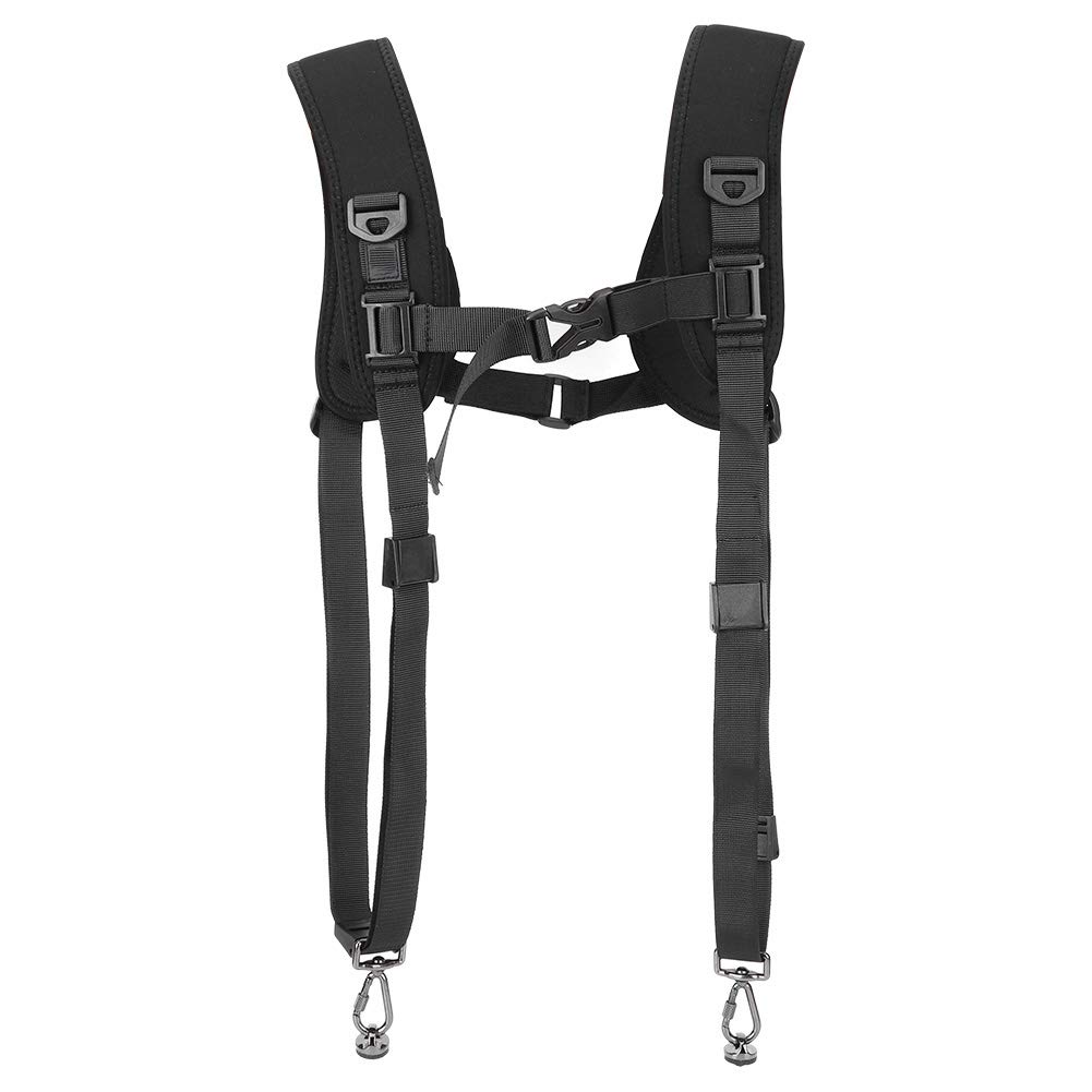 Goshyda Double Camera Shoulder Strap, PU6002 Double Shoulder Quick Release Camera Strap Harness Soft Pad Decompression Breathable Strap for DSLR Camera