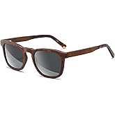 SUNGAIT Men’s Square Wood Sunglasses Classic Natural Red Burl Ebony Walnut Wooden Frame Polarized Lens