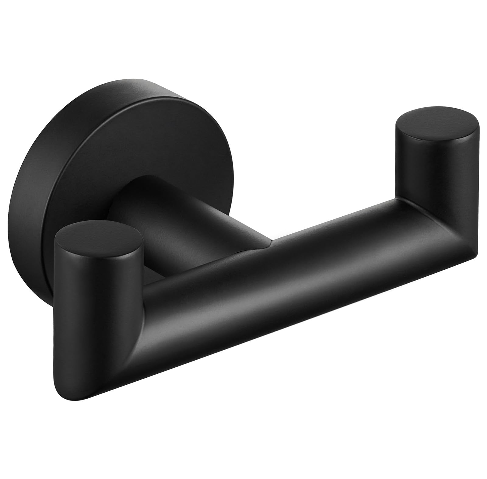 Angle Simple K7083B Double Towel Hook, Stainless Steel, Matte Black, Modern, 2 Hooks, Wall Mount, 3-13/16" x 2-3/8" x 1-7/8" (97 x 60 x 48mm), Bathroom Towel Hooks — image 1
