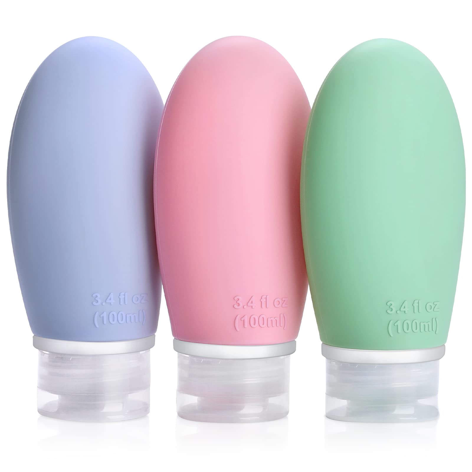 Opret 100ml Silicone Travel Bottle for Toiletries, 3 Pack Leak Proof Refillable Travel Containers Squeezable Travel Accessories for Shampoos, Conditioner and Cream, BPA Free and TSA Approved