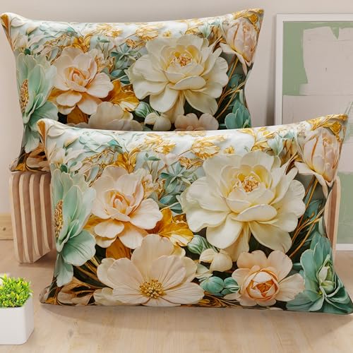 PETTI Italian Artisans - Pair of 40x145 cm Microfiber Cushion Covers, Bedroom, Sofa, Living Room Decor Cushions, Set of 2 Cushion Covers, Floral Pillowcase 05 9, 100% Made in Italy