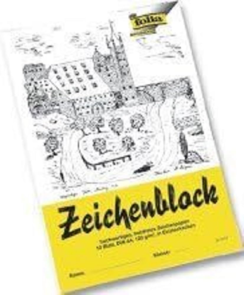 folia 8103 - drawing pad with linen corners 120 g/m², DIN A3, 10 sheets, white, wood-free drawing paper