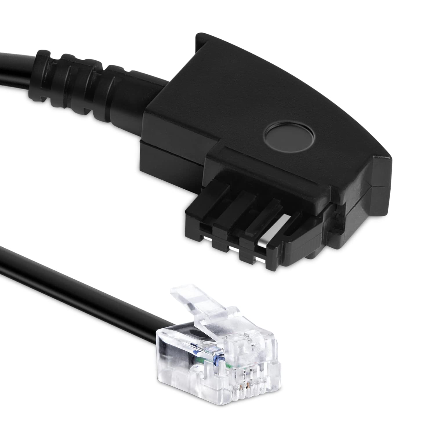 TPFNet Premium Modular Cable, Telephone Cable (TAE F Plug to RJ11 Plug (6P4C), 4-pin, 4-wire) for Connecting Telephones and Fax Machines to a TAE Connection Socket, Black, 6m