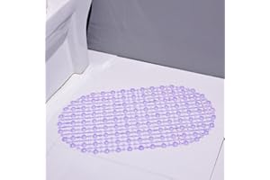 PVC Anti-Slip Shower Mat - Quick-Drying with Drain Holes & Suction Cup for Bathtub/Bathroom/Spa (Purple)