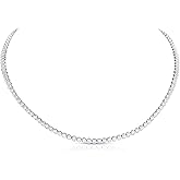 Diamond Treats 925 Sterling Silver Tennis Necklaces for Women, Stunning Statement Necklace with Round Cubic Zirconia Stones, Tennis Chain Necklace in 925 Silver with Gift Box