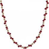 TaYolnFaSo Natural Pearl Gemstone Bead Necklace for Women 18k Gold Plated Crystal Beaded Choker Necklace Pearl Jewelry Valentine's Day Gift for Wife Mother Girlfriend