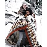 Ecuadane Large Southwestern Woven Blanket, Handmade in Ecuador by Local Artisans, Size 82