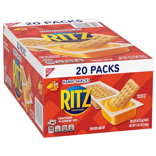 HANDI-SNACKS RITZ CRACKERS ‘N CHEESY DIP SNACK PACKS, 20 SNACK PACKS
