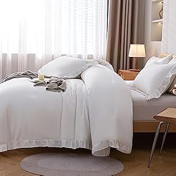 JANZAA Queen Comforter Set White Comforter 3PCS