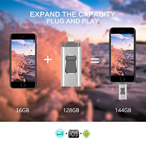iPhone Flash Drive 256GB for iOS Memory Stick USB3.0 Photo Stick Thumb Drive External Storage Compatible iPhone iPad iOS MacBook Android and Computer