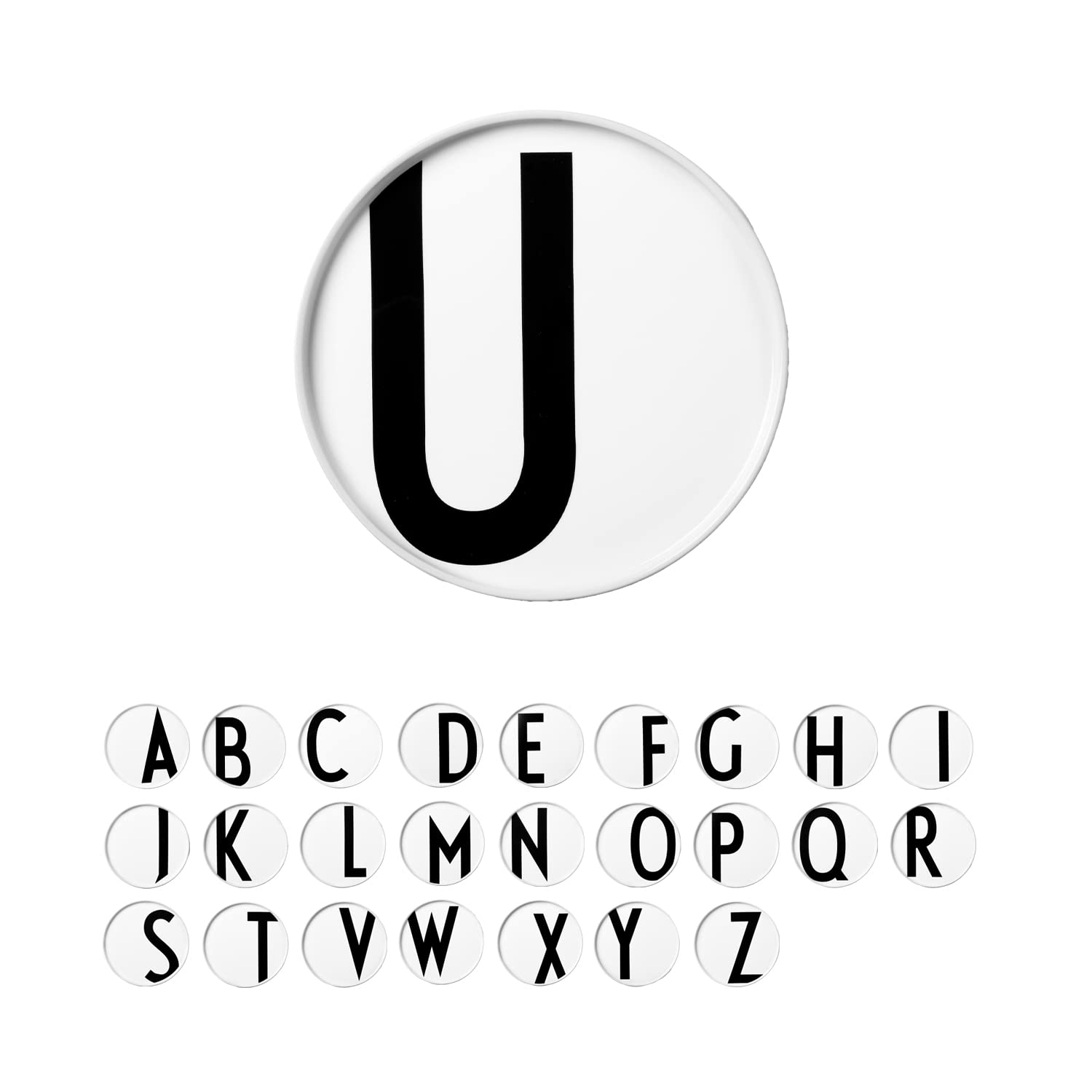 Design Letters Porcelain Plates (A-Z) | Ideal Gifts for Women, Men | White Plates for Table Decoration | Dinner Plates Dishwasher, Microwave Safe | Decorative Plate Designed in Denmark | Initial Plate