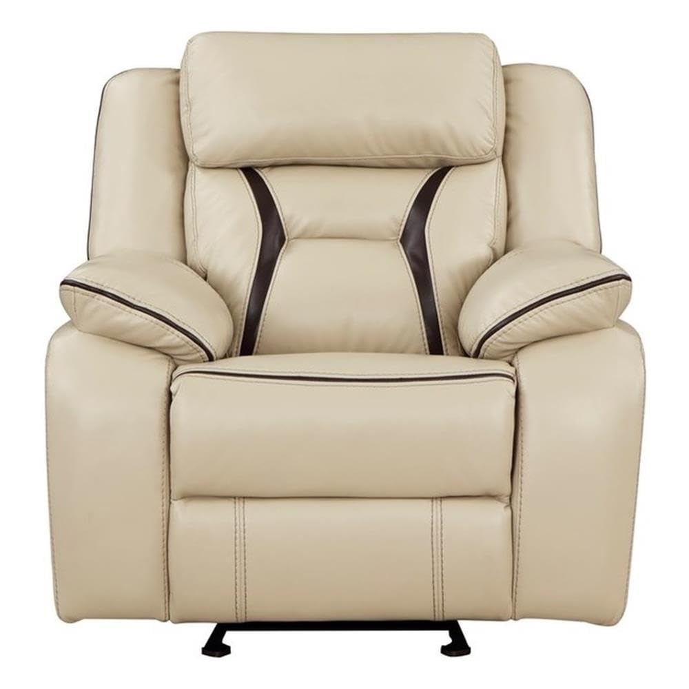 Photo 1 of ***9" SLICE IN FRONT OF CHAIR AS PICTURED***Lexicon Amite Faux Leather Upholstered Glider Reclining Chair in Beige***9" SLICE IN FRONT OF CHAIR AS PICTURED***