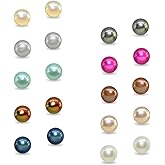 Sterling Silver Cultured Freshwater Pearl Button 5.5-6mm Stud Earrings, Color and Set Options