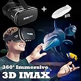 TSANGLIGHT 3D VR Headset with Remote New Virtual Reality Goggles, VR Glasses Movie Video Game Viewer for iPhone &amp; Android 4.0-6.0” Smartphones Like iPhone X 8 7 6 Plus Samsung S8 S7 S6 Edge, Black