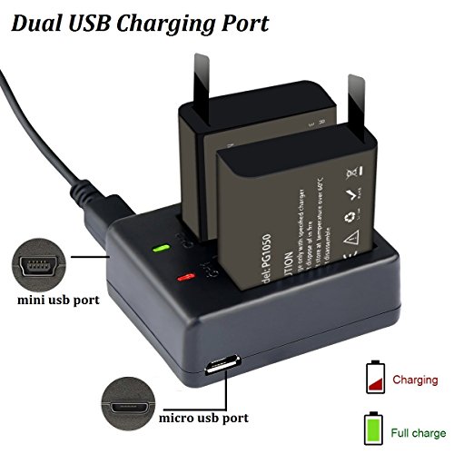VVHOOY 3 x 1050mAh Rechargeable Action Camera Battery with USB Dual