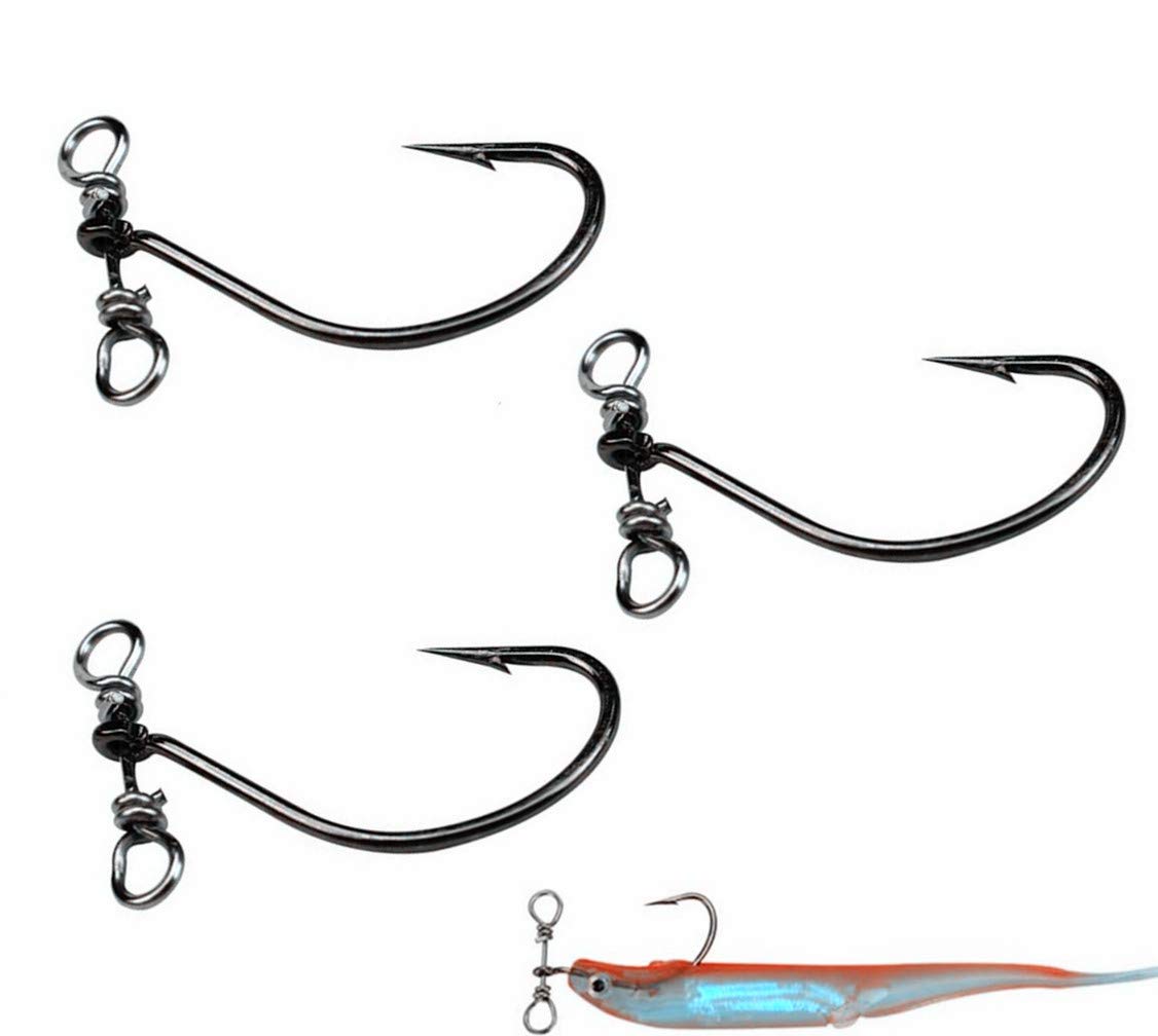 30pcs/Box Drop Shot Fishing Hooks with Drop Shot Rig and Swivel in-line Drop Shot Rig Fishing Hooks for Bass,Perch