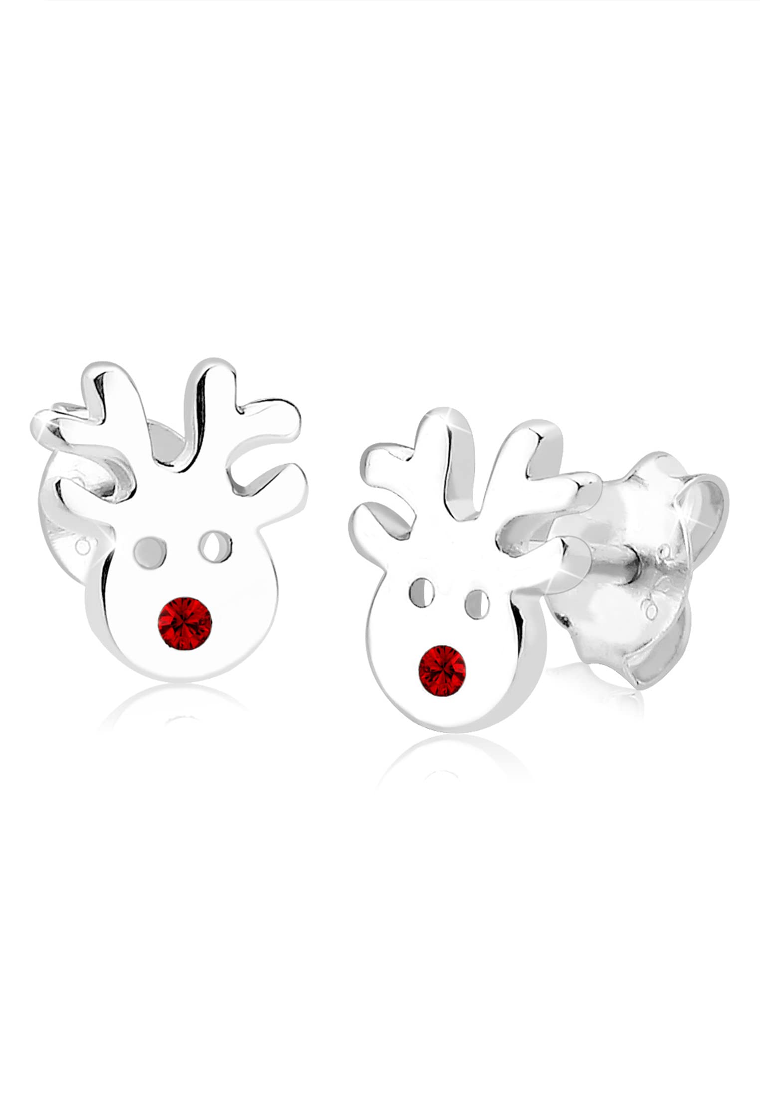 Elli Earrings Children Reindeer Motif Playful with Crystals in 925 Sterling Silver