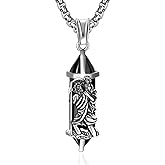 KINGWHYTE Amulet Saint Michael/St Christopher Necklace 925 Sterling Silver Crystal Catholic Pendant Amulet Jewelry Religious Gifts for Men Women with Stainless Steel Chain