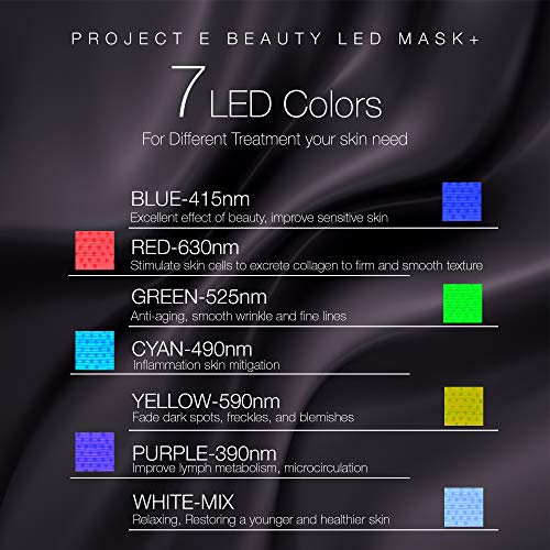 Project E Beauty 7 Colors LED Mask Face & Neck Photon Light Therapy For Skin Rejuvenation