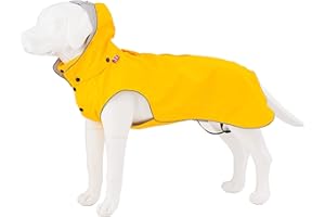 HUGO & HUDSON Dog Raincoat Waterproof Windproof Hooded Slicker Poncho Jacket Coat, Yellow, M40