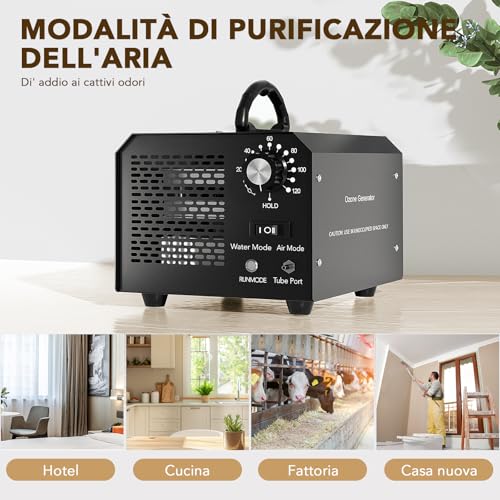 Ozone Generator for Water and Air, 30,000 mg/h Air Purifier Deodorant for 300㎡, Portable Ozonizer with Timer for Homes, Offices, Restaurants, Hotels, Bathrooms, Smoke, Pets