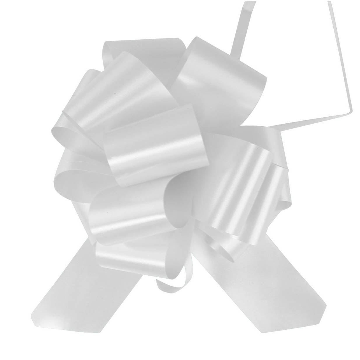 50mm PP Pull Bows and Ribbon! Florist PullBow Pew Poly PP Large Pompom[White,20 Bows]