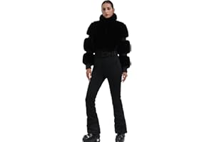 GSOU SNOW Women Ski Suit One Piece Snowsuit Snowboard Faux Fur Collar Slim Jumpsuit Jacket Insulated Windproof Outdoor Winter