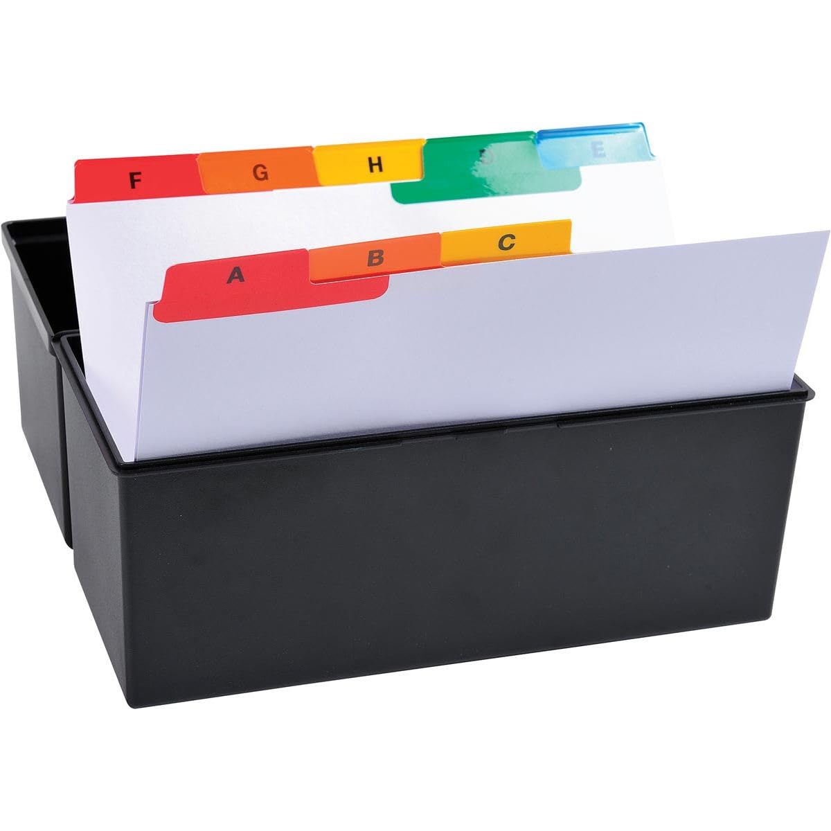 Exacompta - Ref 13997E - Index Record Card - 148 x 117mm in Size, 160gsm White Card, Laminated Multi-Coloured Tabs, 25 Alphabetical Labels,Suitable for A6 Documents