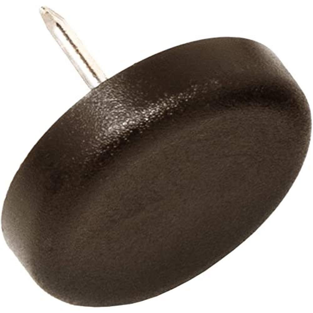 Adsamm® / 4 x Glides in plastic with nail | Ø 0,98'' (Ø 25 mm) | brown | round | Premium quality furniture sliders with nail by Adsamm®
