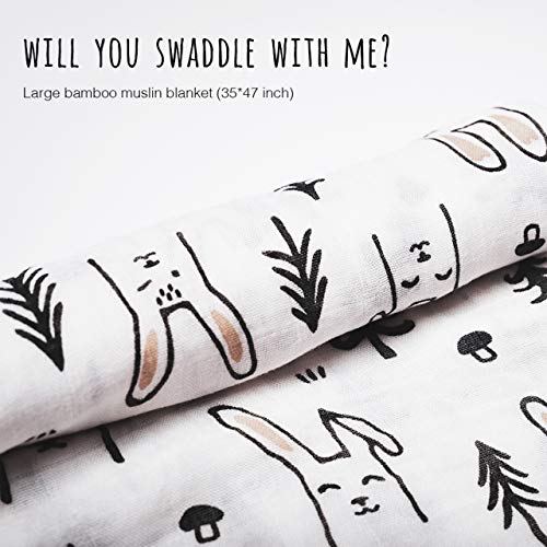 Keshet And Anan Baby Toys Throw Blanket Baby Girl Gifts Set for Newborn Bamboo Muslin Blanket 0-3 Month Romper Bunny Plush Toy