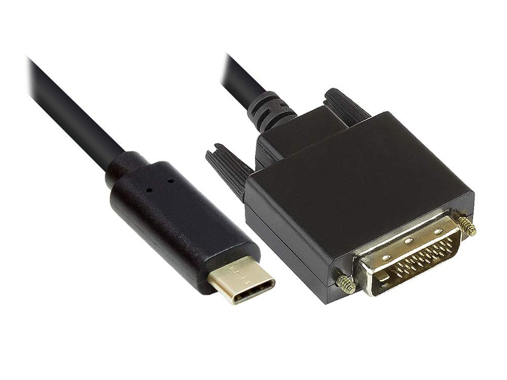 Good Connections Adapter Cable – USB-C Male to DVI 24+1 Male – Full HD – Copper Conductor – 2 m – Black