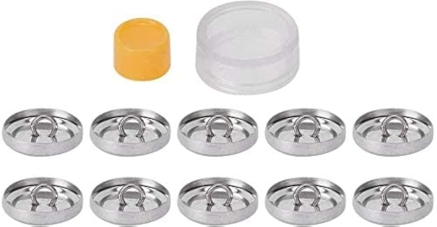 Cover Buttons Kit, DIY Fabric Covered Button Kit Flat Back Buttons Craft Kits with 1 Set Buckle Tools and 10 Sets Buckle Base for Scrapbooking Sewing Projects K
