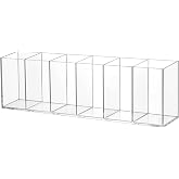 Jetec Acrylic Pen Holder 6 Compartments Makeup Brush Stationery Organizer Pencil Holder for Desk Accessories, Cosmetic Brushe
