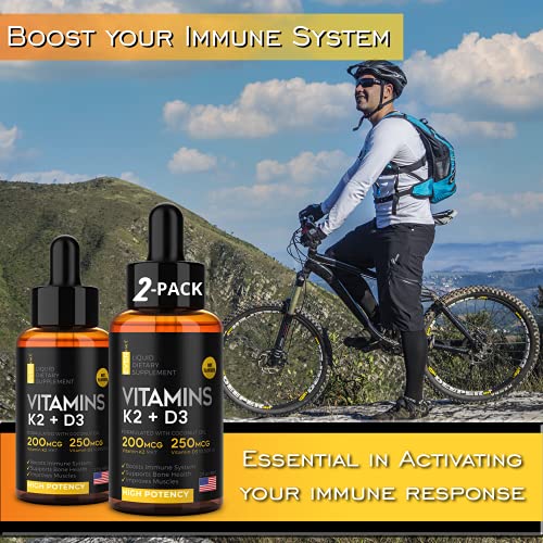 (2 Pack) Liquid Vitamin D3 with K2 Vitamin D3 Drops 10000 IU