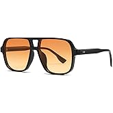 Long Keeper Retro Square Sunglasses for Women Men Trendy Oversized Square Aviation Sun Glasses 70s Vintage Pilot Shades UV400