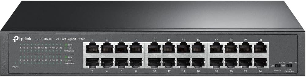 TP-Link 24-Port Gigabit Ethernet Unmanaged Switch TL-SG1024D Plug Play Fanless