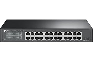 TP-Link TL-SG1024D 10/100/1000Mbps 24-Port Gigabit 13-inch Desktop/ Rackmountable Switch, 48Gbps Capacity Black
