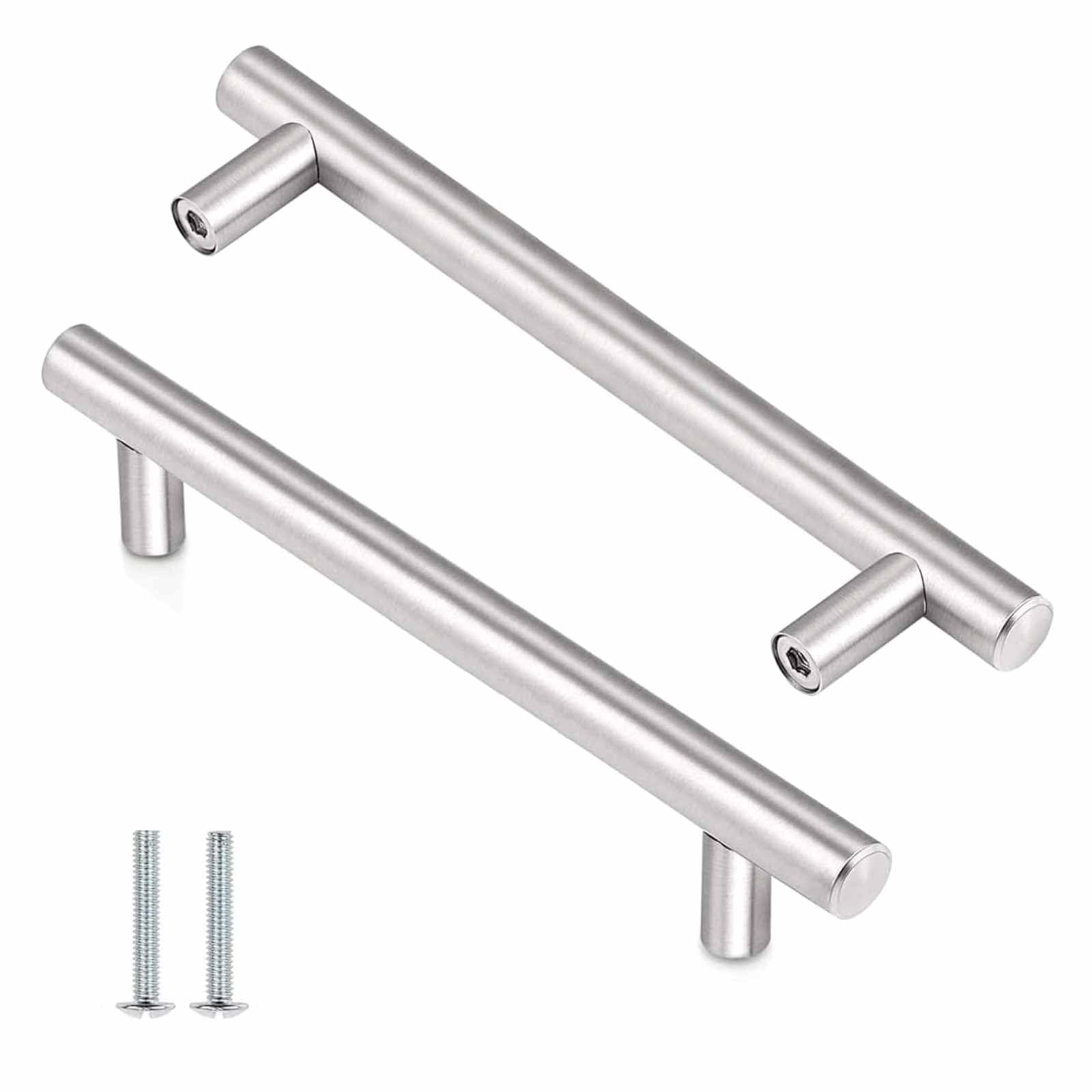 KTHZI 2 Pack Kitchen Cupboard Handles,Stainless Steel Handles Cabinet T Bar Knobs,Furniture Handles for Steel Kitchen Door,Drawer,Wardrobe,Brushed Cabinet(Hole Centre 128mm)