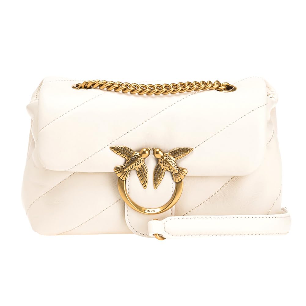 Pinko Love Mini Puff Cl Sheep Nappa, Women's Bag, One Size, Z14q_White Silk-Antique Gold, 20X7X14