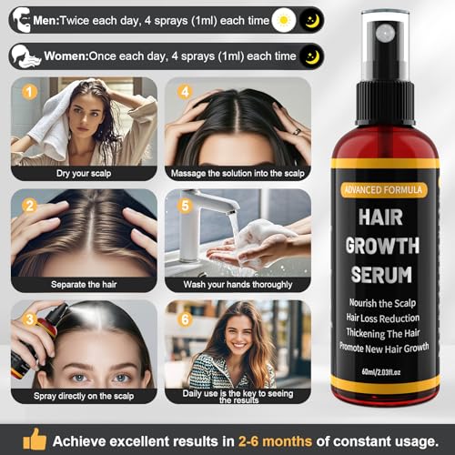 Hair Growth Serum Spray for Men/Women to Accelerate Hair Growth Prevent Hair Loss with Biotin and Rosemary for Hair Growth Oil, Hair Growth Oil