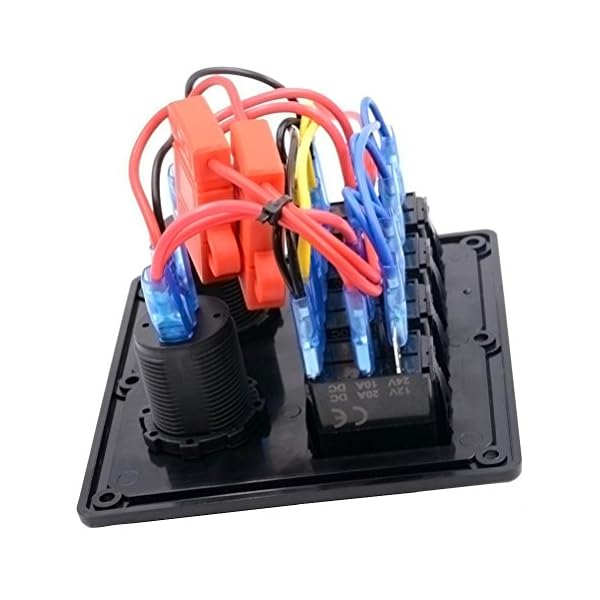 Switch-Panel-Napoo-Digital-Voltmeter-Double-USB-Power-Charger-Adapter-Waterproof-Auto-ATV-Marine-Boat-4-Gang-Circuit-Blue-LED-Rocker-Panel-Switch-For-Car-Boat-Marine