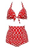 stripsky Women Retro Vintage High Waisted Bikini Swimsuits Swimwear