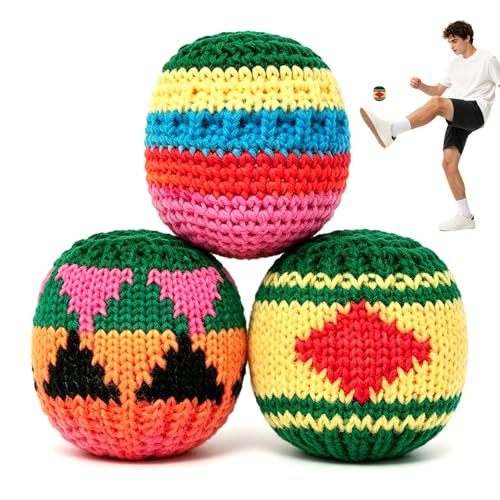 Hand-Made Knitted Footbag Colorful Crochet Kickballs Soft Hand Knitted Juggling Bags Suitable Outdoor and Indoor Party and Coordination Training, Suitable AduIts & ovet 14 Years oId Teens Use