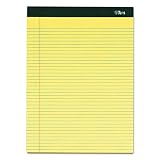 TOPS Docket Gold Writing Pads, 8-1/2" x 11-3/4", Perforated, Canary Paper, Narrow Rule, 2X The Sheets of Standard Pads, 100 Sheets, 6 Pack (63376)