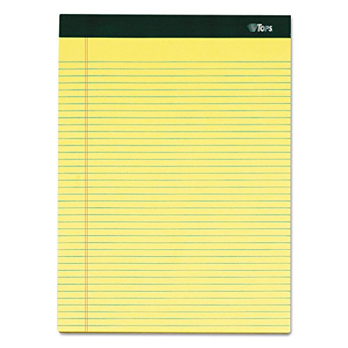 TOPS Docket Gold Writing Pads, 8-1/2" x 11-3/4", Perforated, Canary Paper, Narrow Rule, 2X The Sheets of Standard Pads, 100 Sheets, 6 Pack (63376)