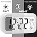 Oneoffcar Alarm Clock,Travel Alarm Clock,Battery Operated Smart Backlight Alarm Clock, Large LCD Display Slim LED Clock (with Date,Temperature,Snooze), for Office Bedroom Travel(White)