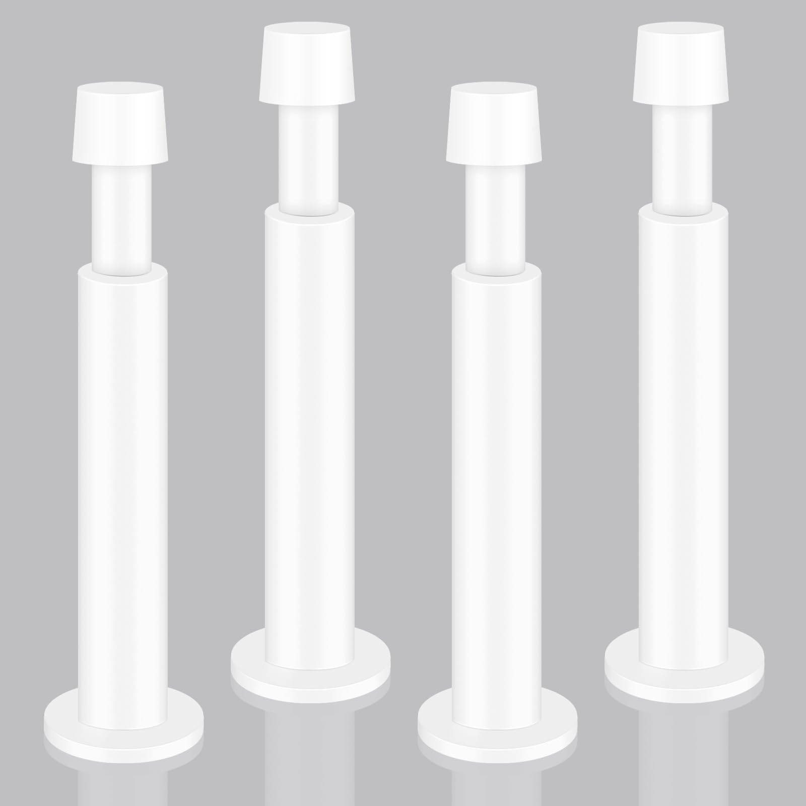 KOLAKO Door Stop Stainless Steel Door Stopper Anti-Collision Doorstops for Skirtings White Door Holder with Rubber Bumper Tip Wall Protector Spring Cushion Door Stopper Metal Door Catch 4 Pack