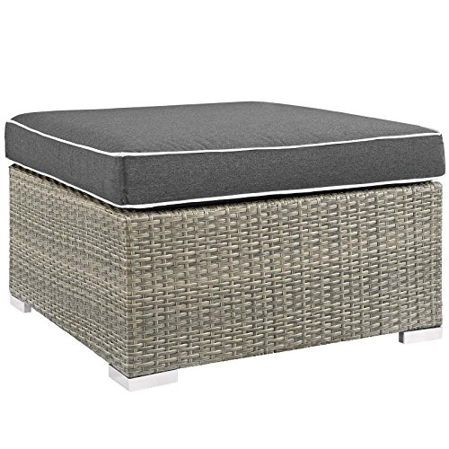 Modway EEI-2962-LGR-CHA Repose Outdoor Patio Upholstered Fabric, Ottoman, Light Gray Charcoal