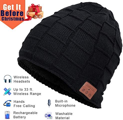 Bluetooth Beanie, Wireless Bluetooth Hat with Bluetooth Headphones Supports Hands-free HD Music & Calling, Dual Layer, Unisex, Charged via USB, Fully Washable, Christmas Gifts.