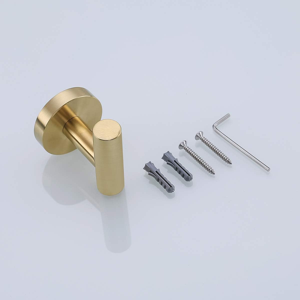 Brushed Gold Single Robe Hook, Towel Hook SUS304 Stainless Steel Bathroom Clothes Cabinet Closet Coat Hook Wall Mounted Heavy Duty Door Hanger, 2 Pack - - 
